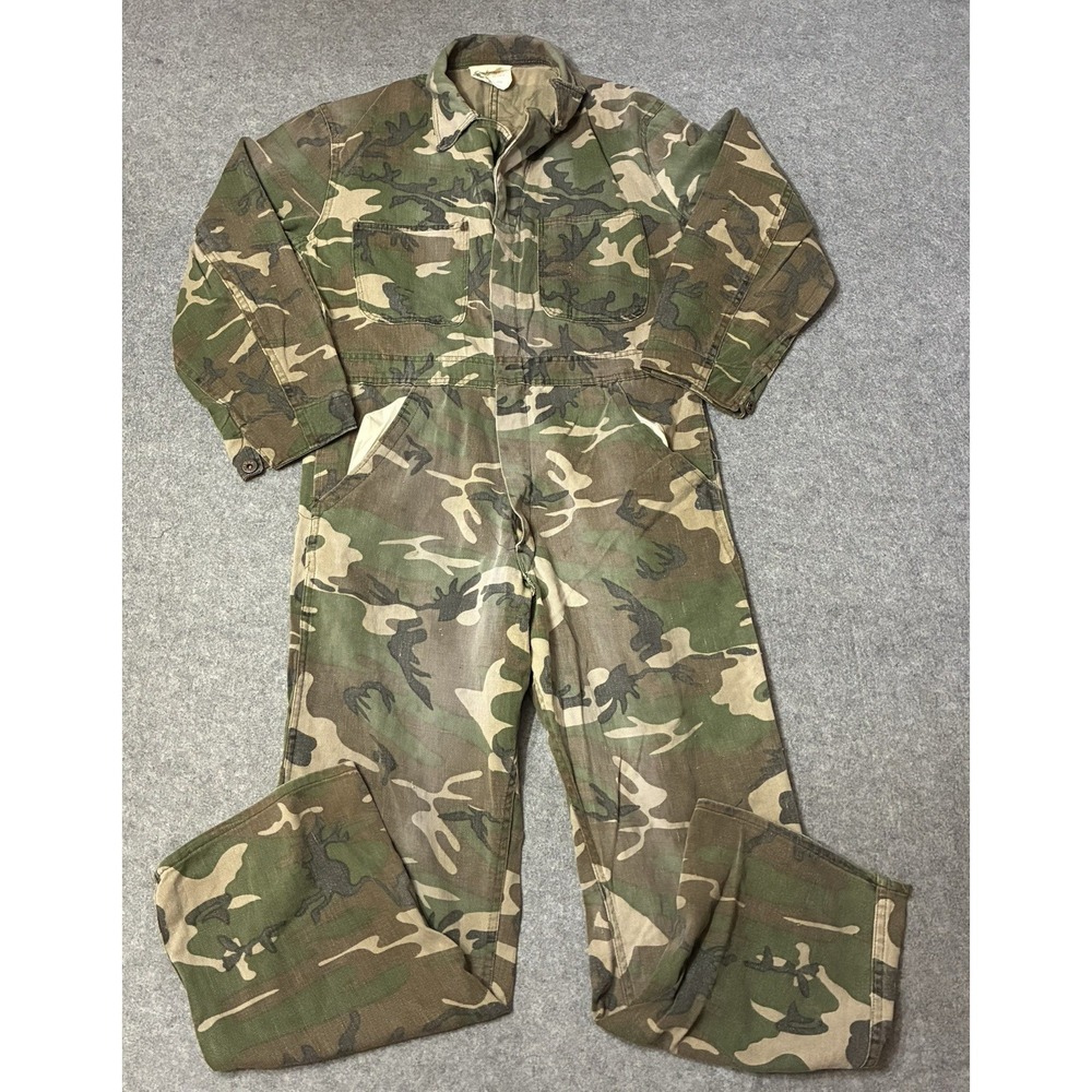 Vintage Ranger Coveralls Medium Cotton Woodland Hunting Game Outdoor 70s Suit